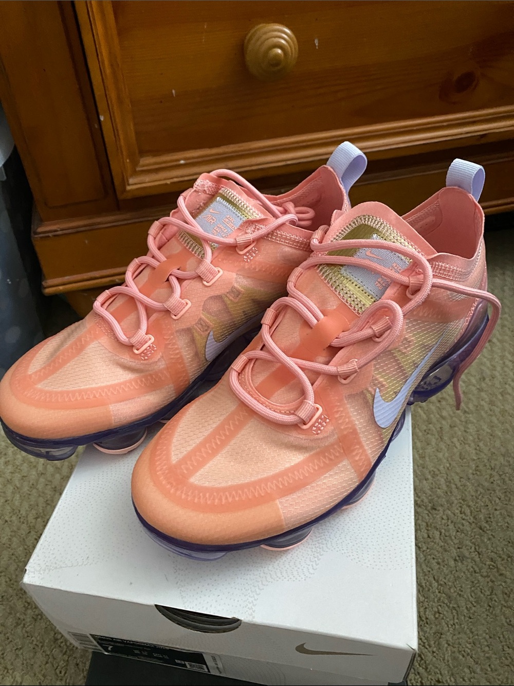 Nike Kids Peach and Purple VaporMax Sneakers